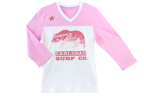Carlsbad Surf Company "Cali Bear" Football Jersey - White/Pink